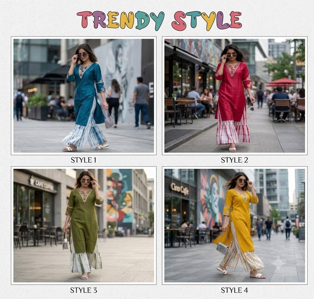 TRENDY STYLE By Fashid Wholesale Stylish Beautiful Colourful VERTICAN COTTON Kurti At Wholesale Price